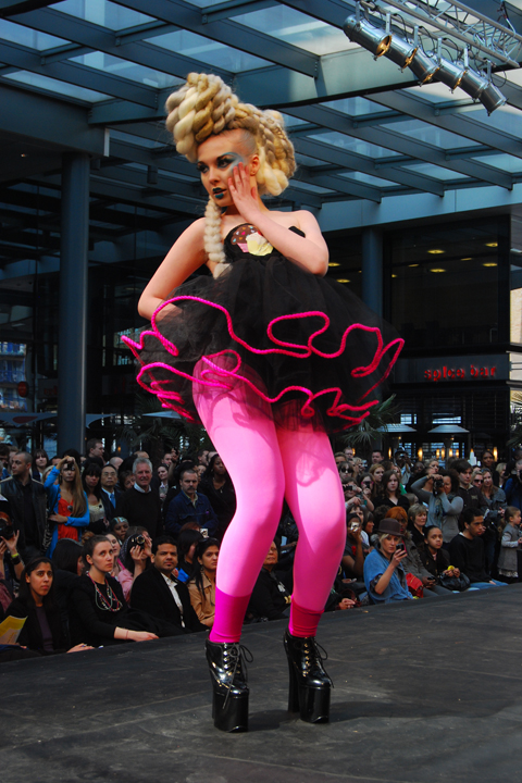 CUSTOM Cupcake Bustier Tutu Party Dress: Black w/ Hot Pink Rope Trim
