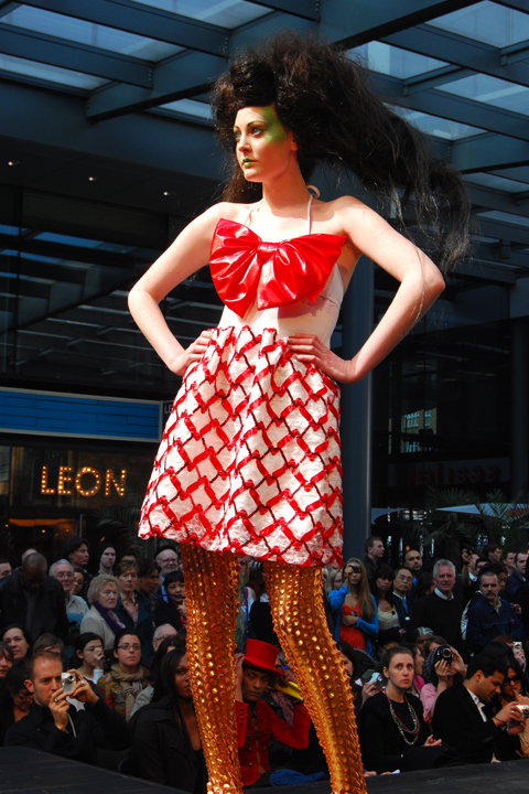 Red & White Sequin Bubble Skirt